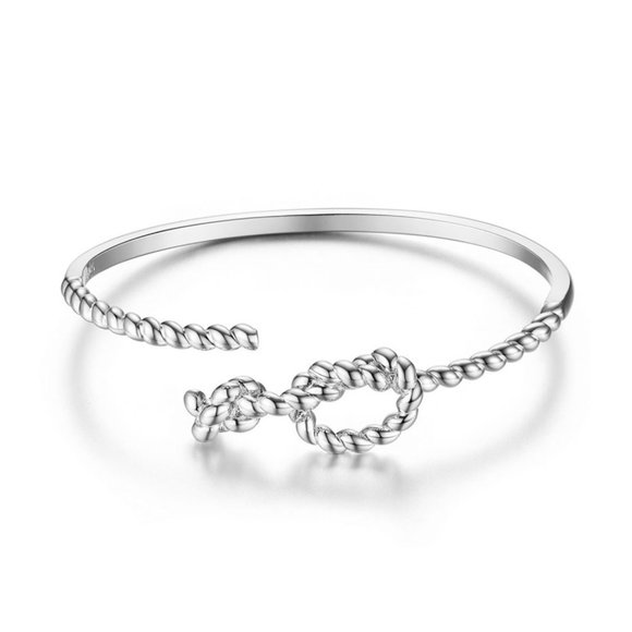 925 Sterling Silver cuff bangle bracelet rope knot - Picture 2 of 5